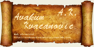 Avakum Kvačanović vizit kartica